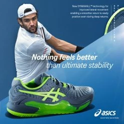 Asics Tennisschoenen Voor Heren Gel Resolution 9 Multicourt Grijs/groen -SOLOGNAC shop tennisschoenen voor heren gel resolution 9 multicourt grijsgroen 3